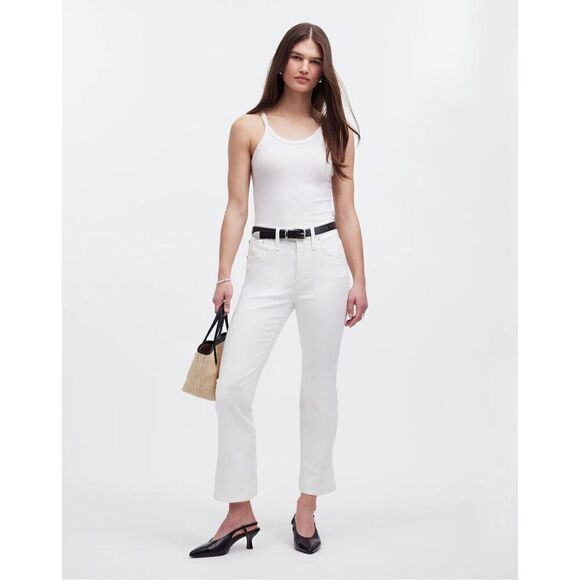Madewell Kick Out Crop Jeans Pure White NWT - Picture 1 of 7